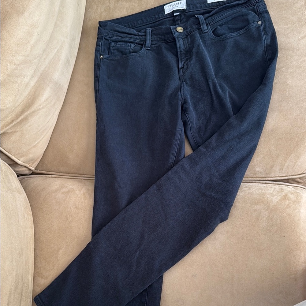 Frame Denim Black Straight Leg Jeans